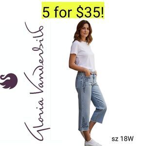 Gloria Vanderbuilt All Around Slimming Embroidered Capri Jeans Sale 5 for 35